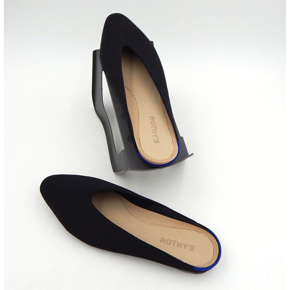 Rothy’s The Almond Demi Mule Black Knit Slip-On Flats Shoes Sz 10.5 Slippers